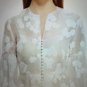 LELA ROSE Organza Dotted Floral Blouse NEW w Tags